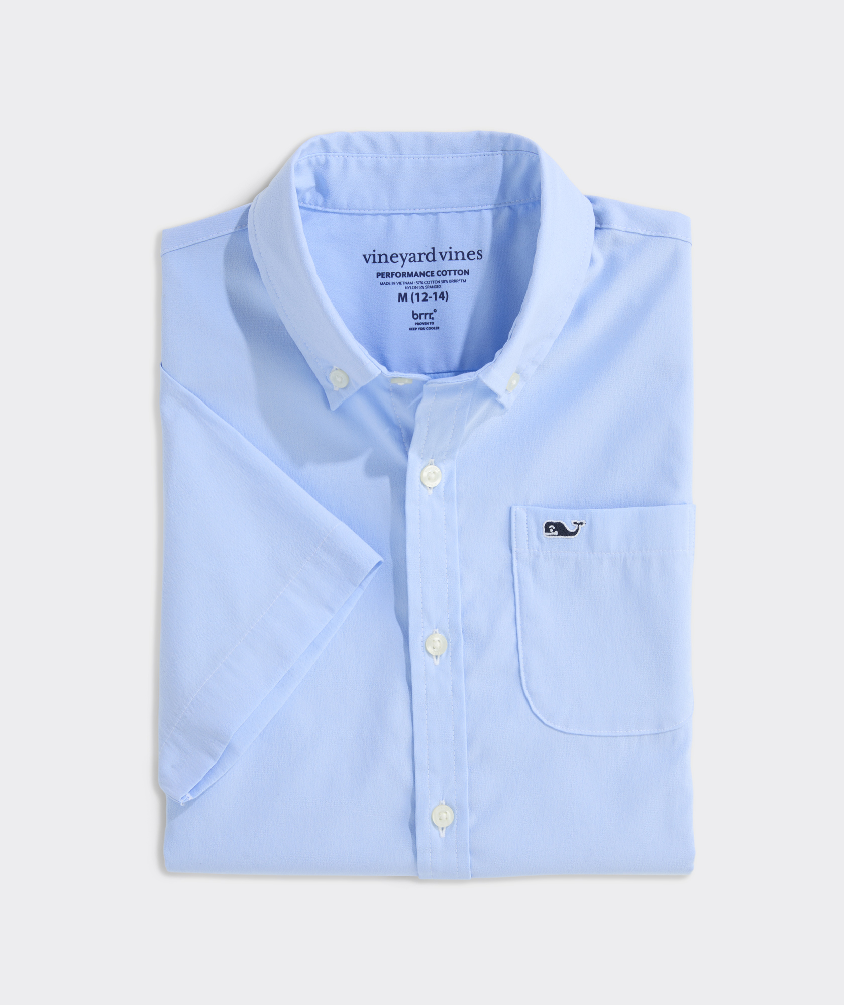Boys' Breakwater Solid Performance Cotton Short-Sleeve Shirt