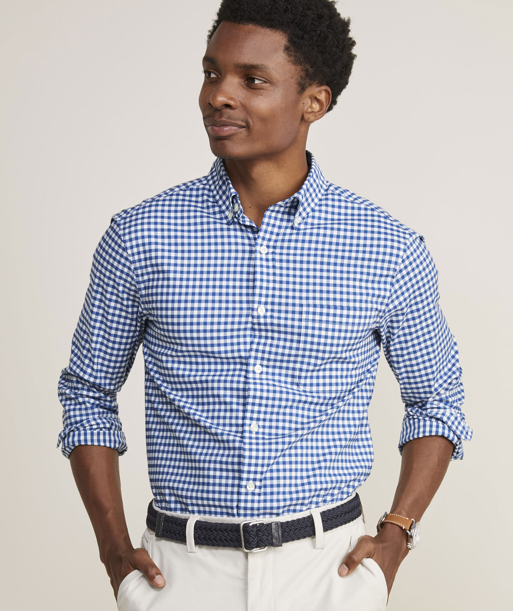 Skysail Gingham Performance Cotton Shirt