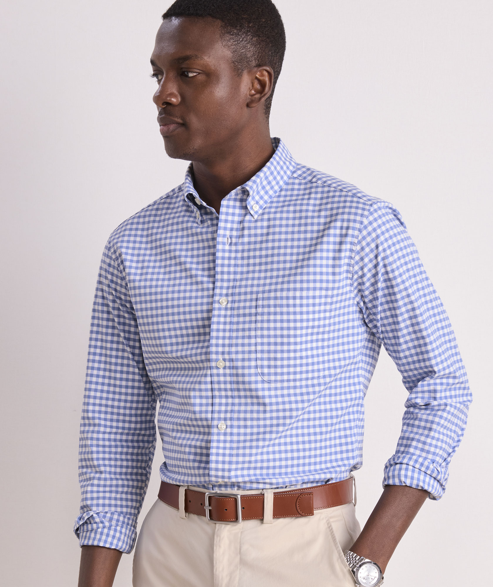 Skysail Gingham Performance Cotton Shirt