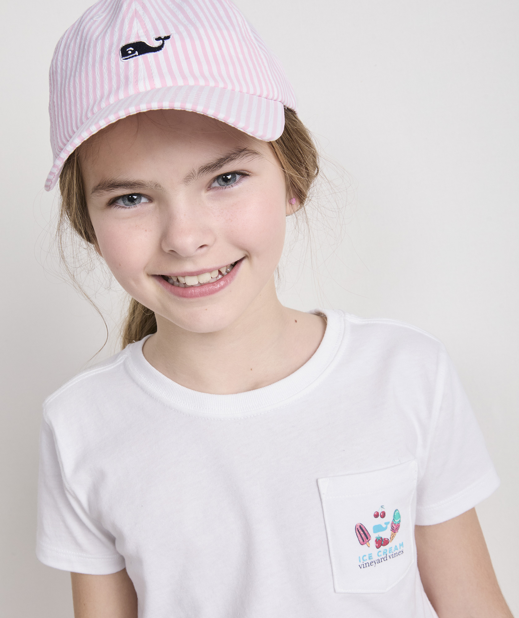 Girls Harbor Seersucker Baseball Hat