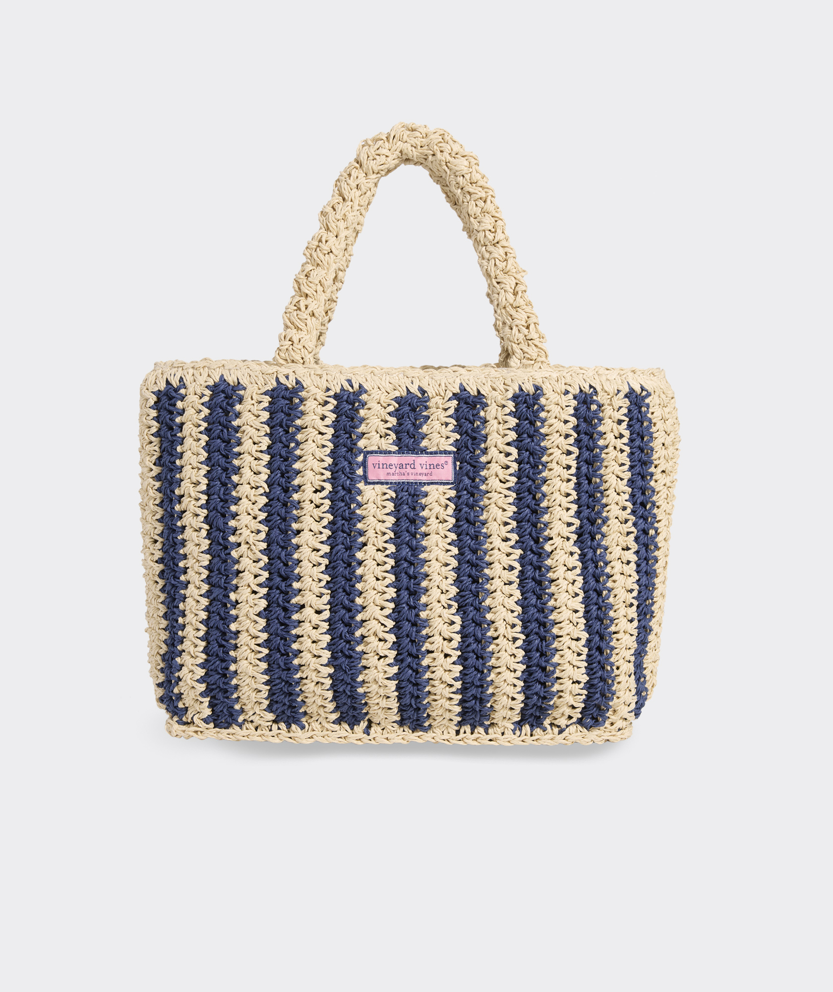 Womens Small Striped Straw Tote