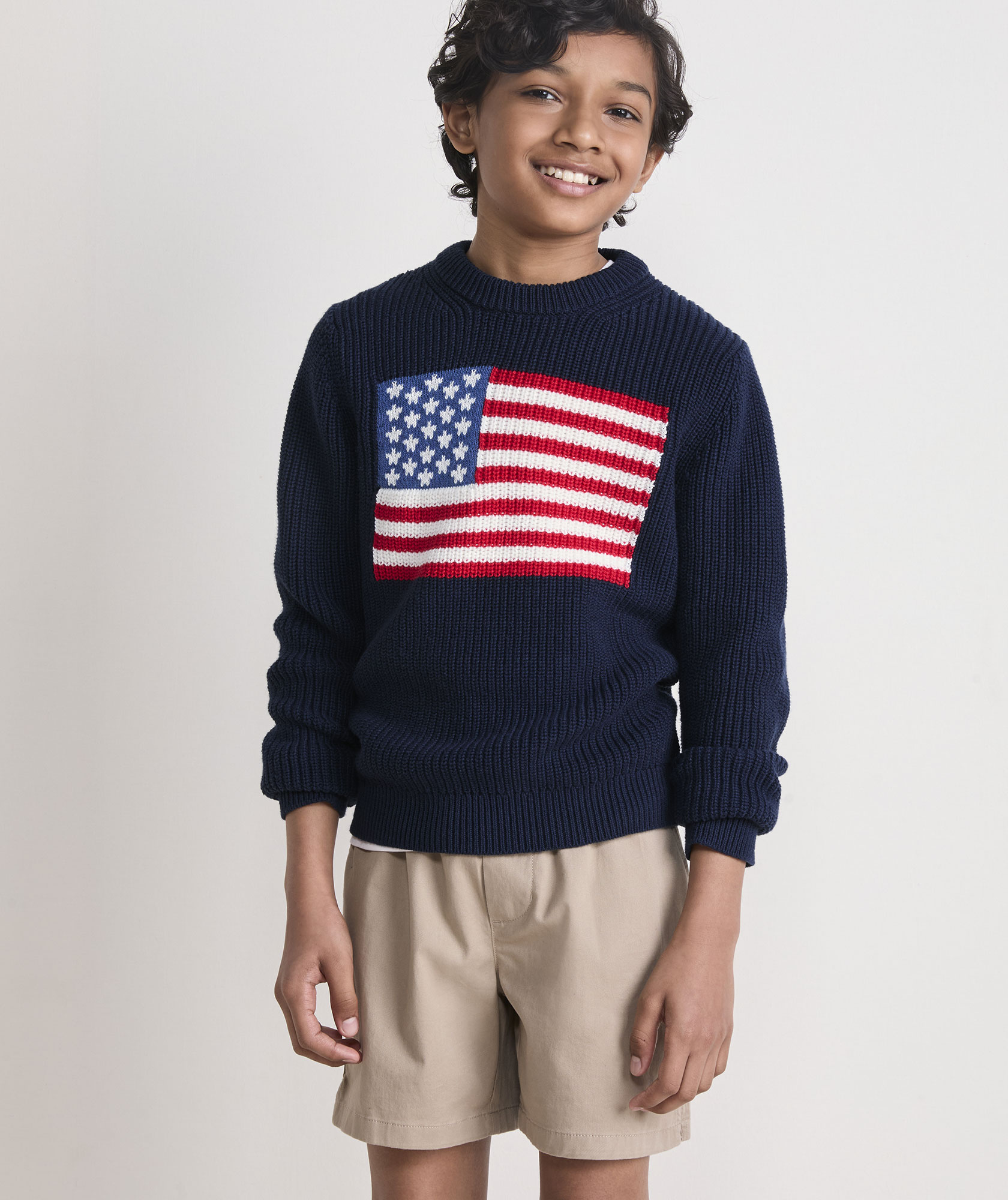 Boys' American Flag Crewneck Sweater