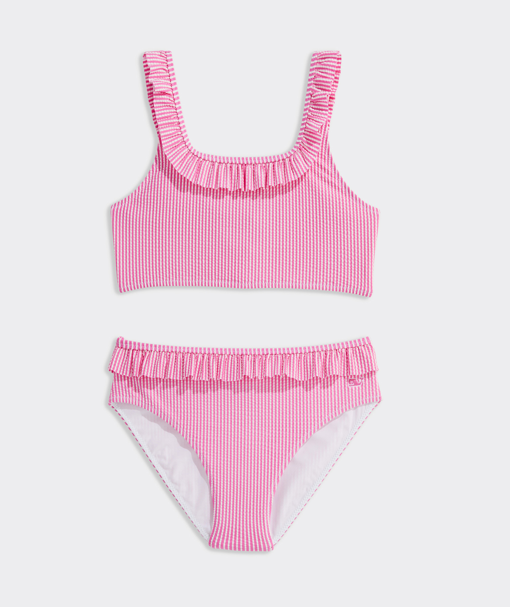 Girls' Seersucker Ruffle Square Neck Bikini