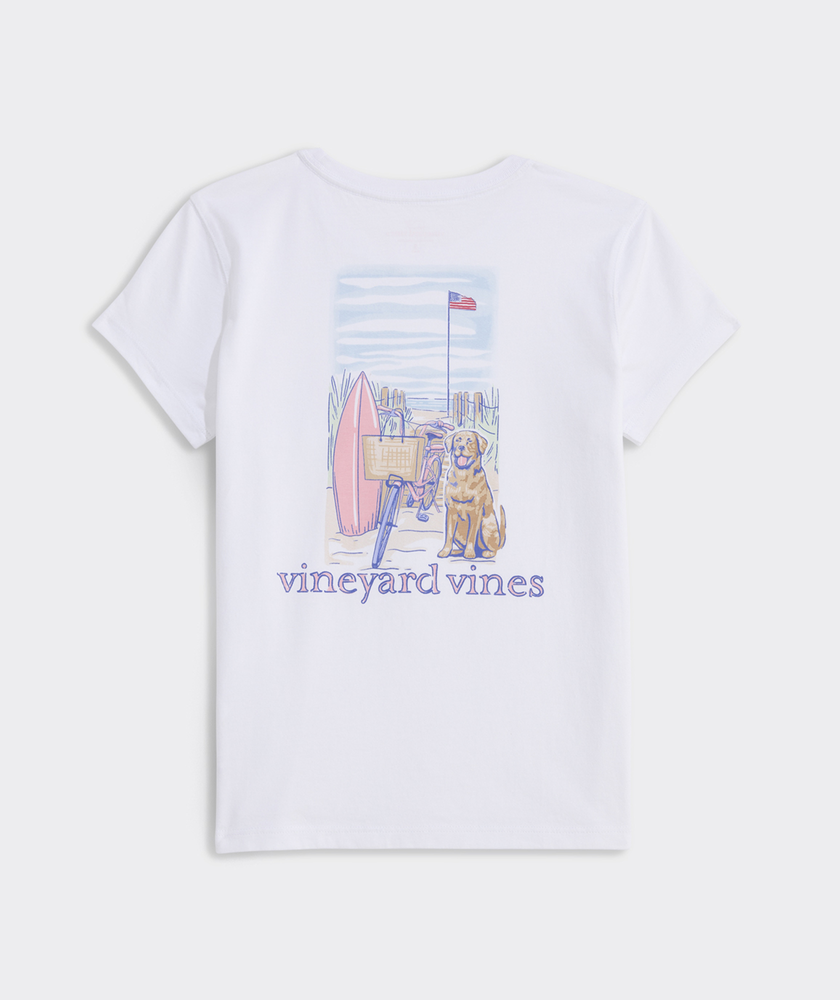 Girlsâ Beach Bike Dog Short-Sleeve Pocket Tee