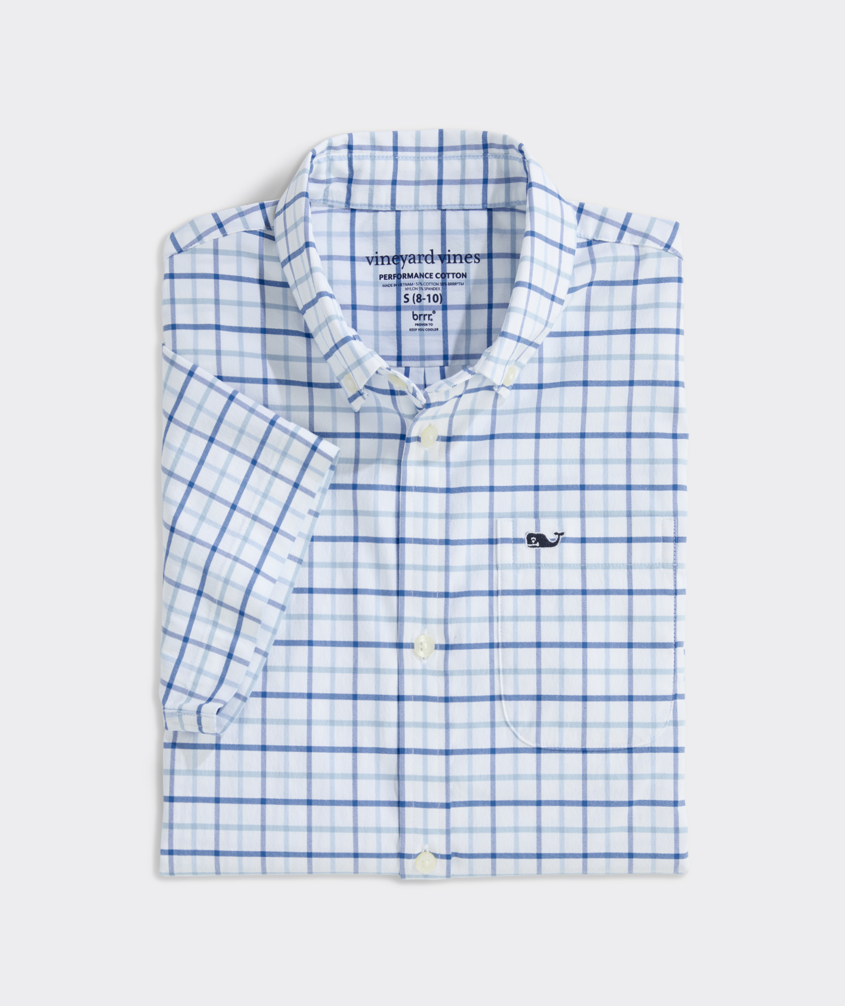 Boysâ Rockland Tattersall Performance Cotton Short-Sleeve Shirt