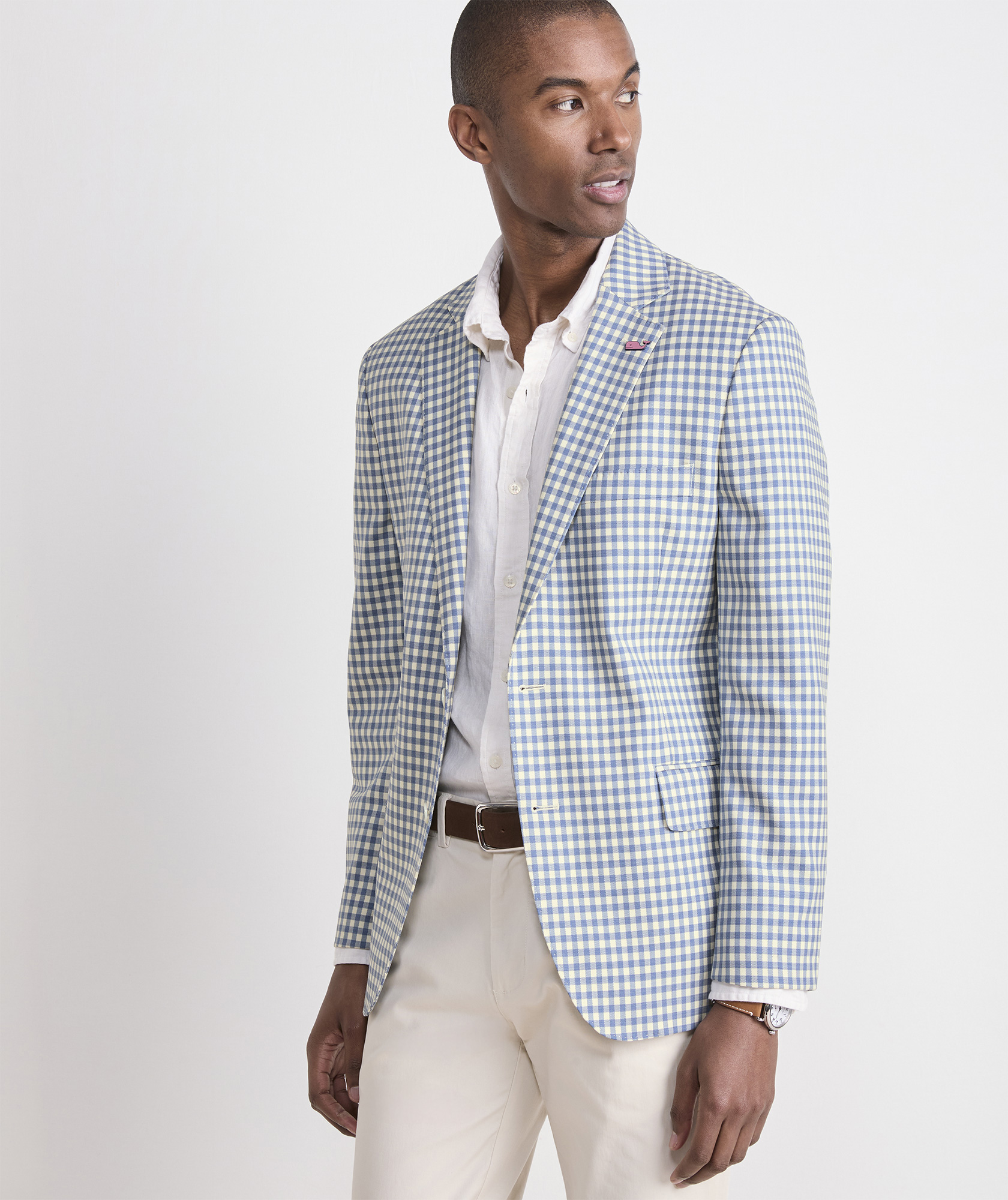 White Bay Gingham Wool Blazer