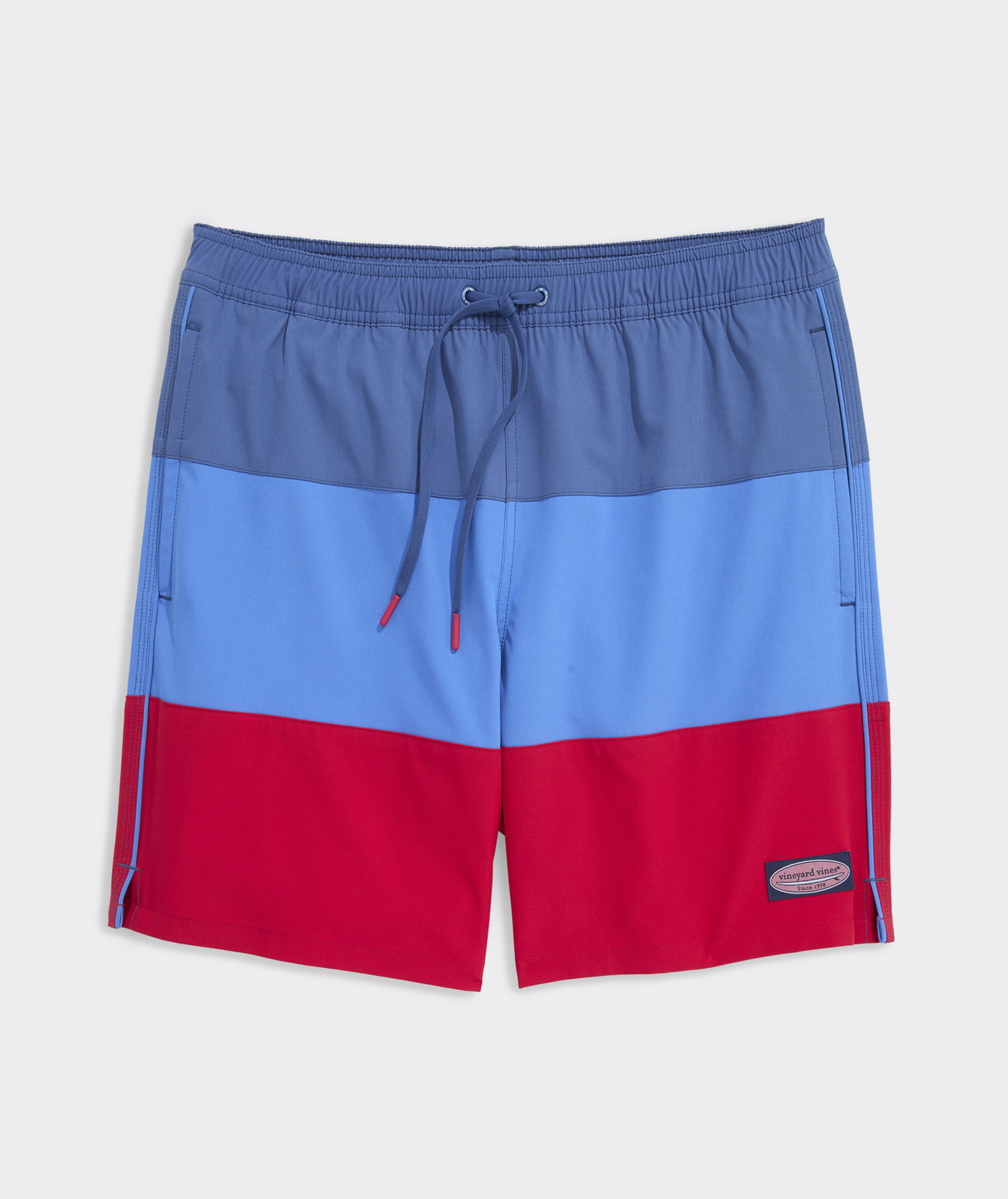 7 Inch Colorblock Piped Chappy Swim Trunks