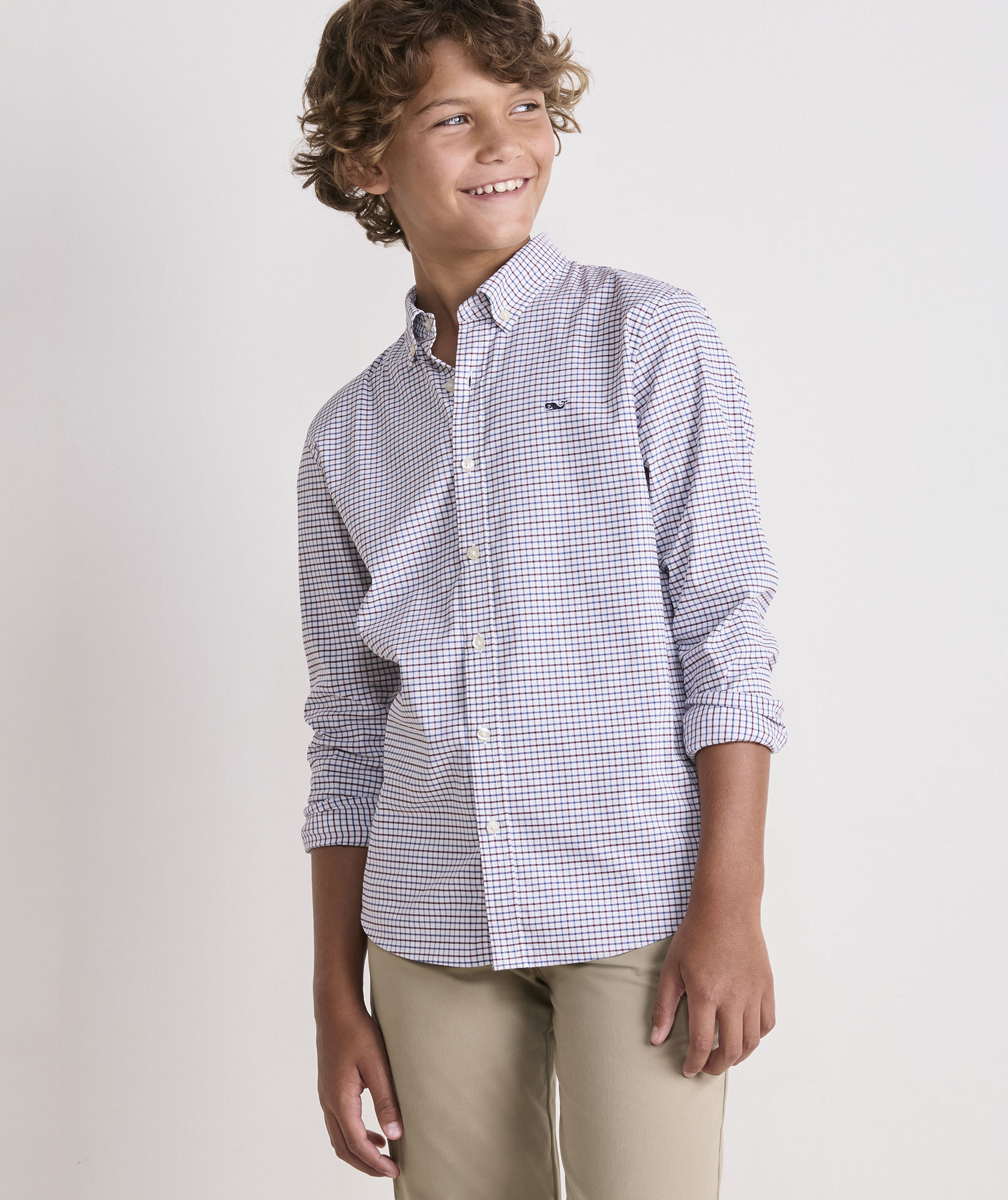 Boys' Wauwinet Tattersall Performance Cotton Shirt