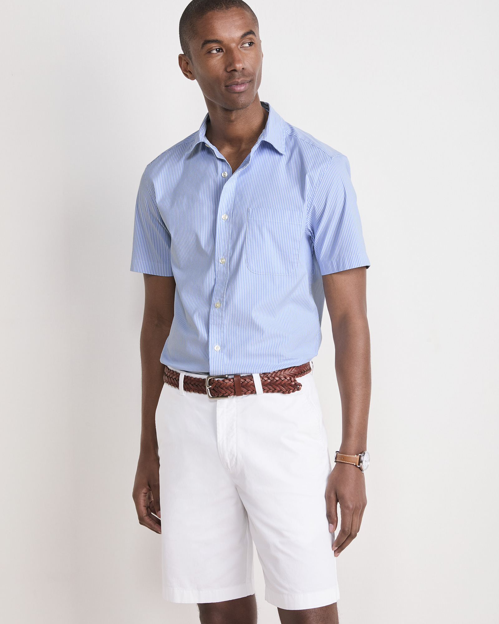 Tiburon Stripe Performance Cotton Short-Sleeve Shirt