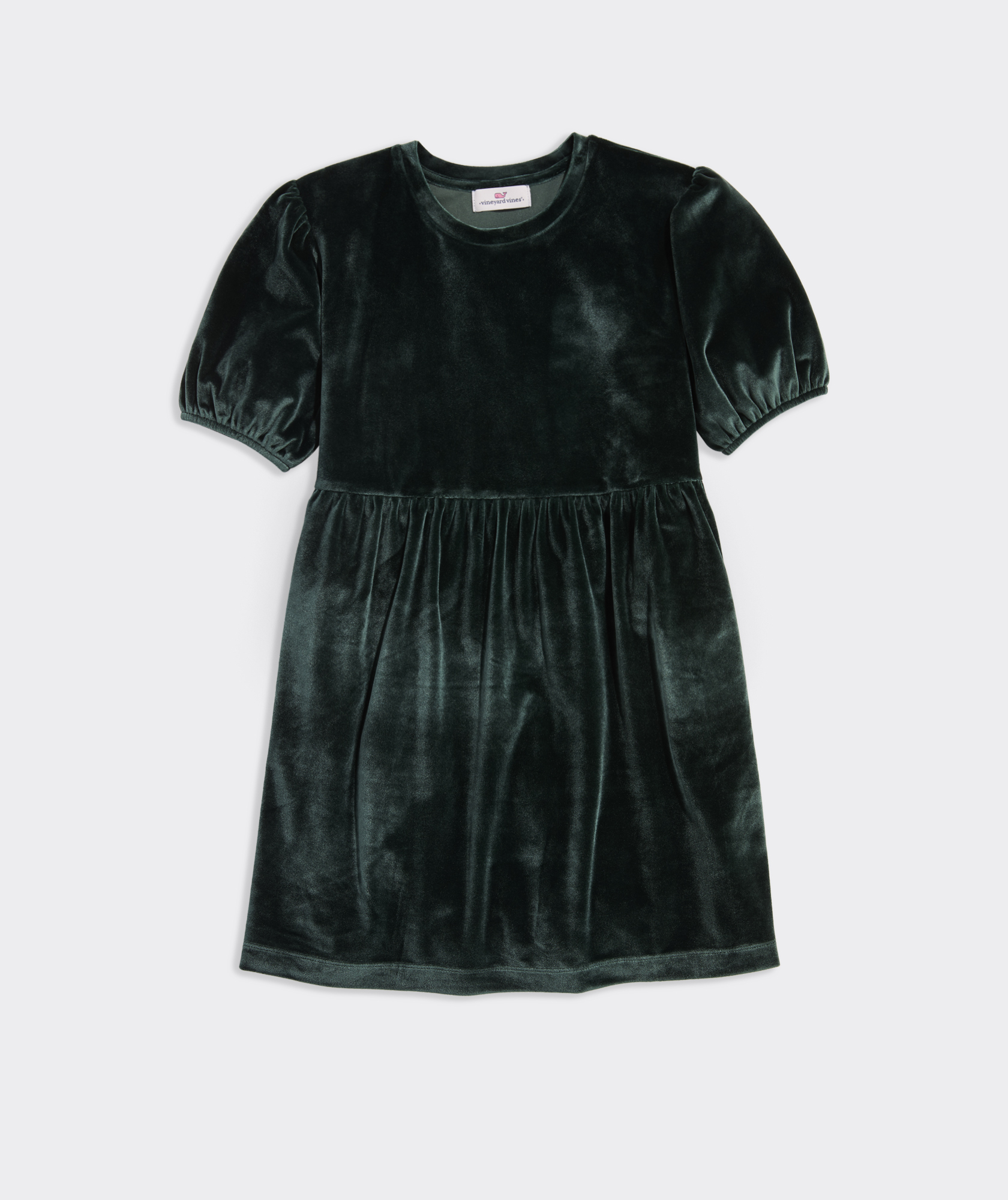Girls' Velvet Puff-Sleeve Dress