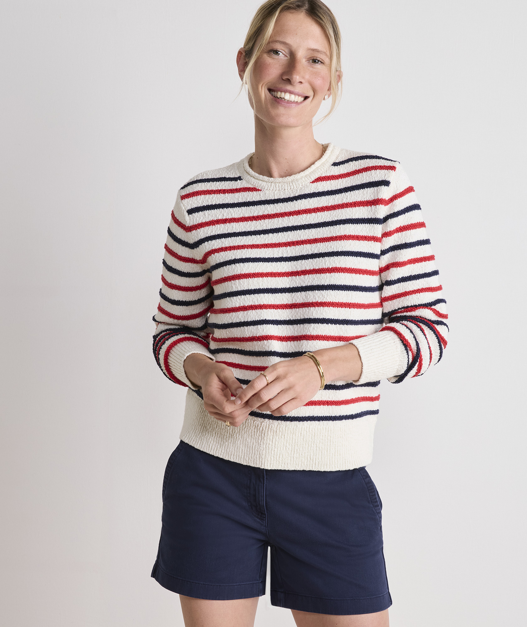 Cotton Stripe Crewneck Sweater