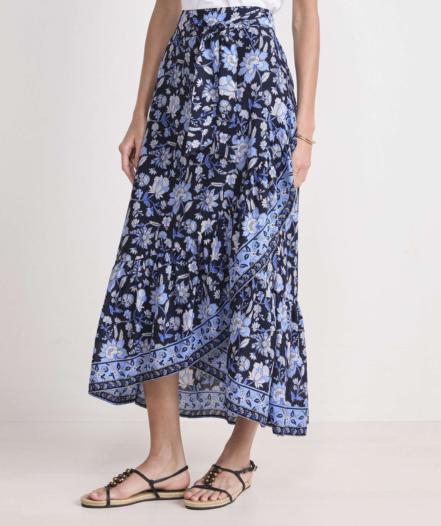 Blue Katama Tile Maxi Skirt