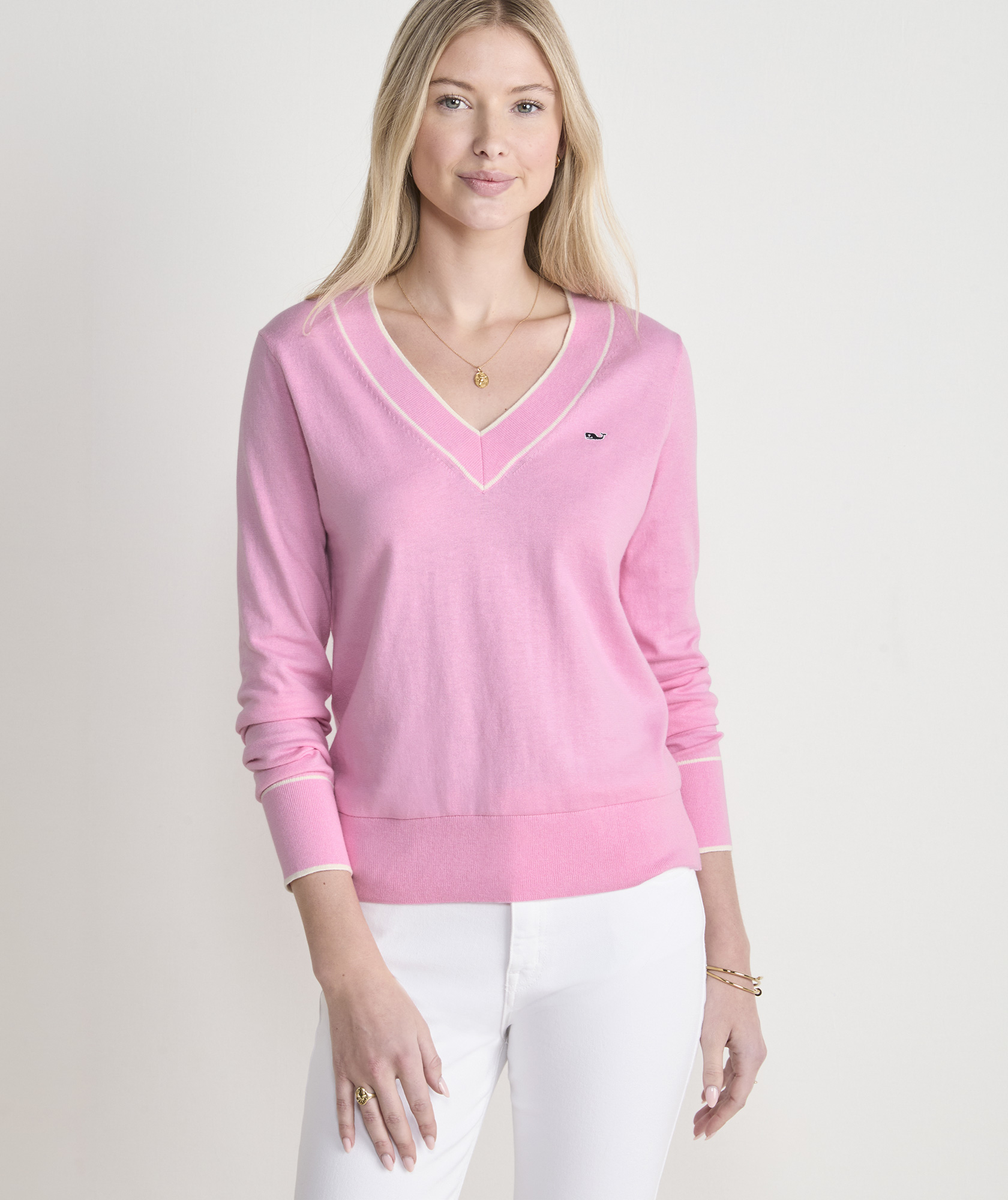 Cotton Cashmere Heritage V-Neck Sweater