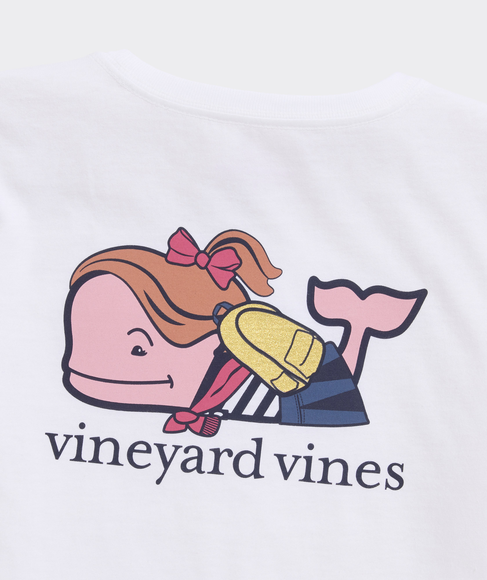 Girls' Back-To-School Whale Short-Sleeve Pocket Tee