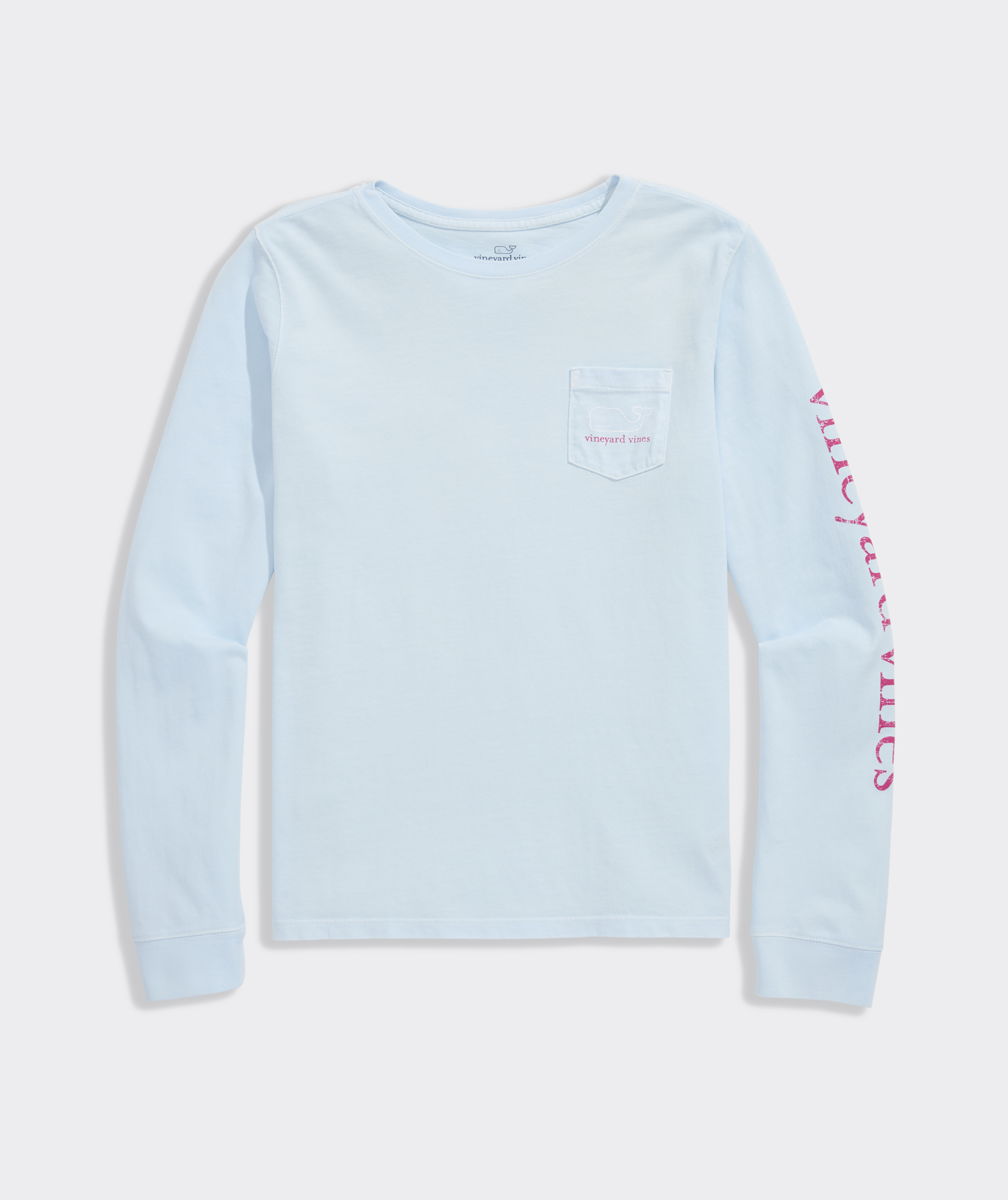 Girls' Garment-Dyed Vintage Whale Long-Sleeve Pocket Tee
