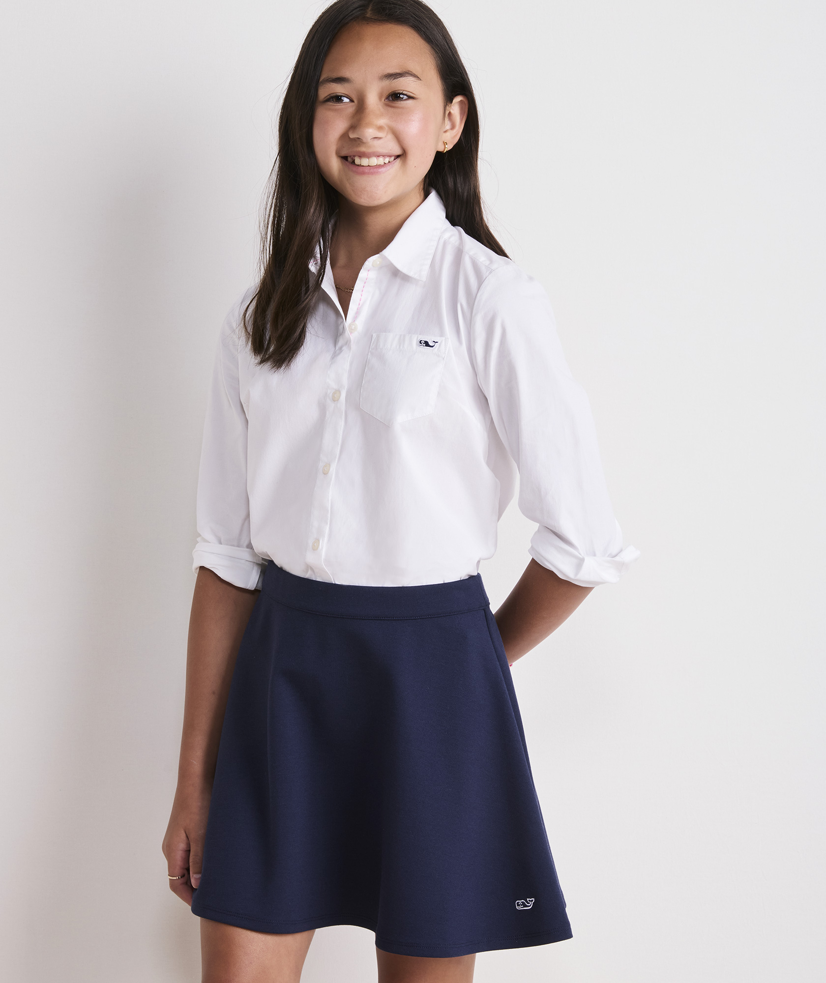 Girls Poplin Button-Down