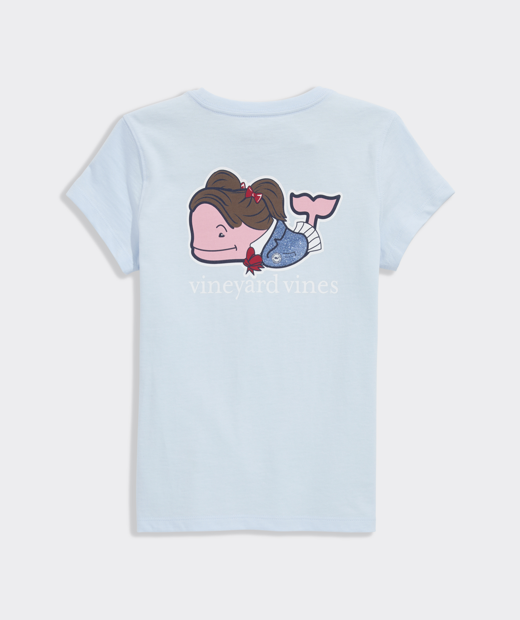 Girls' Glitter Preppy Whale Short-Sleeve Pocket Tee