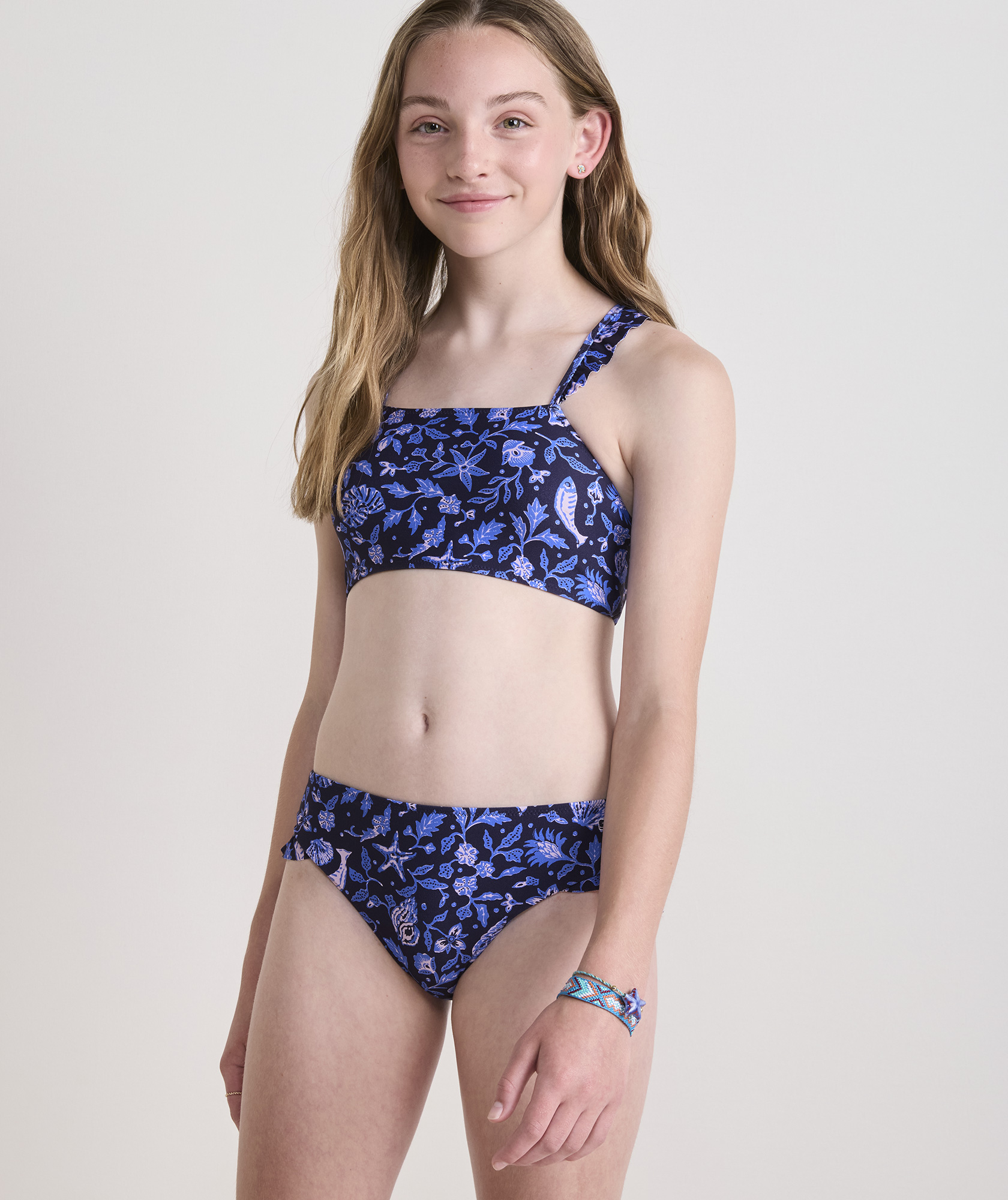 Girls' Ruffle High Neck Two Piece